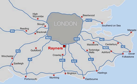 Location map of Rayners offices